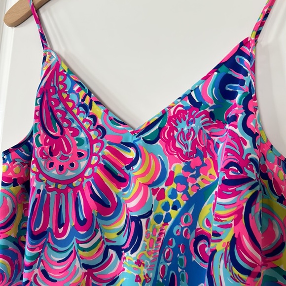 Lilly Pulitzer Lela Silk Dress in gorgeous, colorful Psychedelic Sunshine Print - Picture 3 of 14